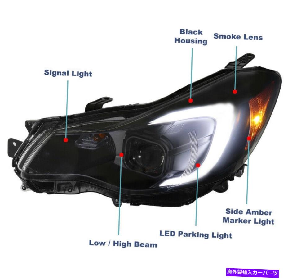 USヘッドライト 2012-2015 Subaru Impreza LEDチューブブラック/スモークプロジェクターヘッドライト+バンパーDRL For 2012-2015 Subaru Impreza LED Tube Black/Smoke Projector Headlight+Bumper DRL【並行輸入品】｜Us Custom Parts Shop USDM