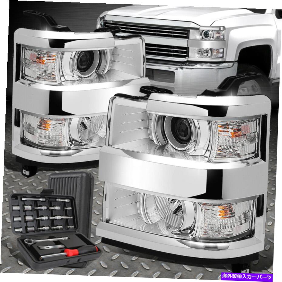 USヘッドライト 15-19 Silverado 2500HD 3500HD Chromeクリアプロジェクターヘッドライトランプ+ツールセット FOR 15-19 SILVERADO 2500HD 3500HD CHROME CLEAR PROJECTOR HEADLIGHT LAMP+TOOL SET【並行輸入品】