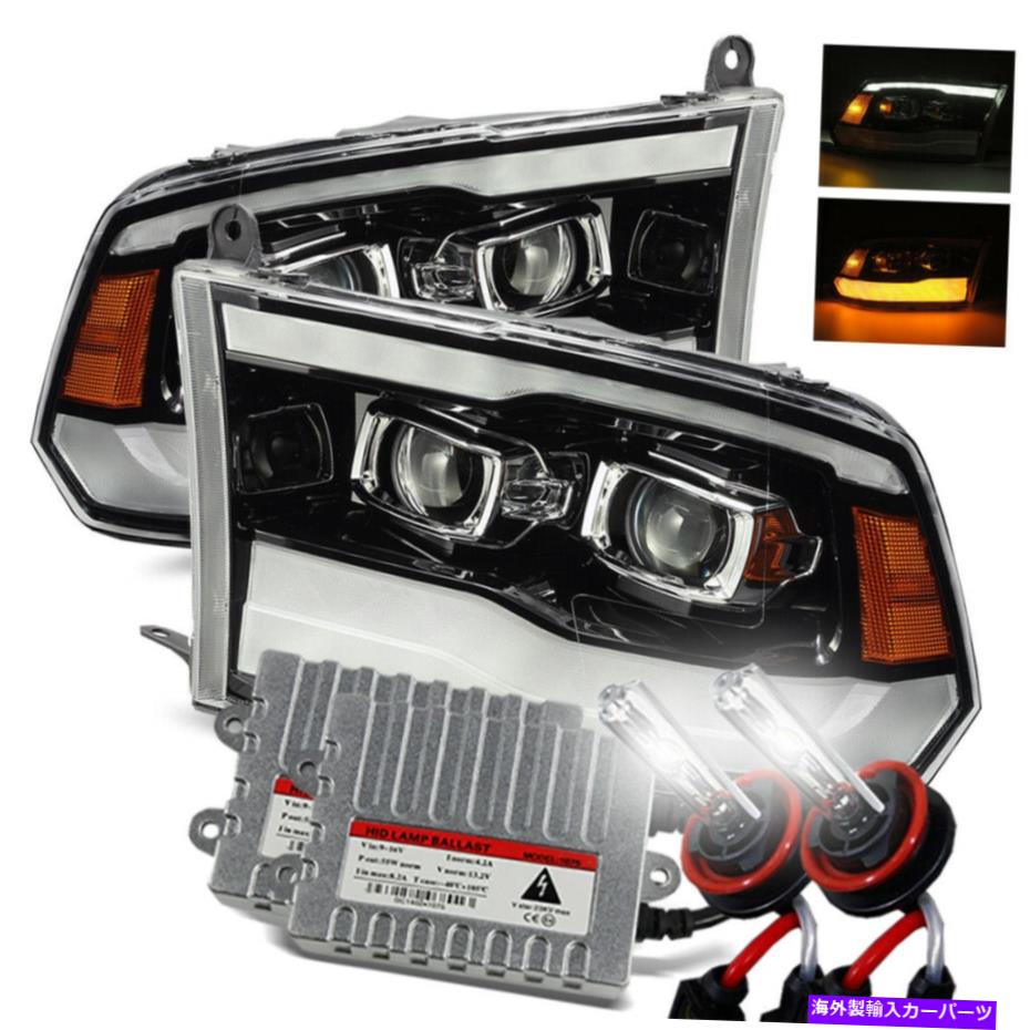 USヘッドライト 6000K HID / 09-18 RAM 1500/2500/3500ポリッシュブラックデュアルプロジェクターヘッドライト 6000K HID/For 09-18 Ram 1500/2500/3500 Polished Black Dual Projector Headlights【並行輸入品】
