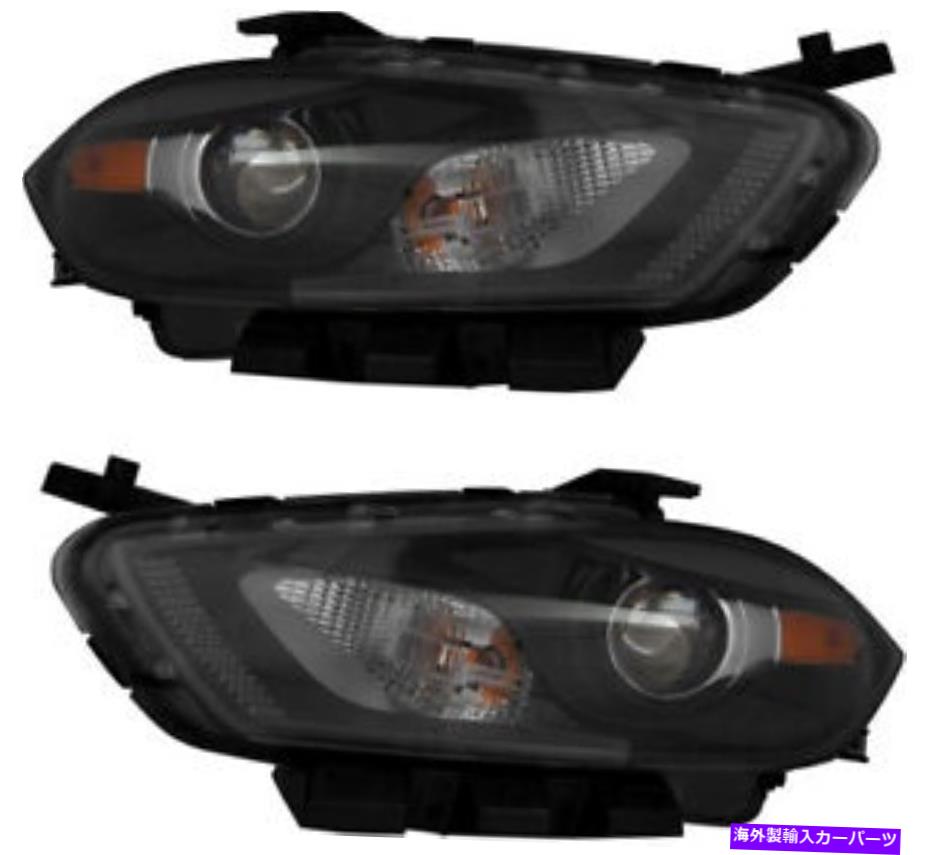 USヘッドライト ハロゲンヘッドライトヘッドライトアセンブリブラックペア16 2016 Dodge Dart用 Halogen Headlights Headlight Assembly Black Pair Set for 16 2016 Dodge Dart【並行輸入品】