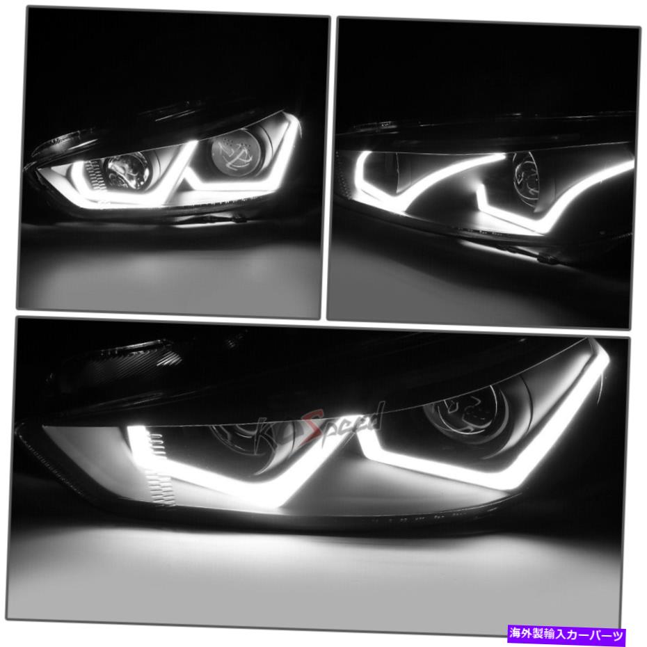 USヘッドライト （デュアルLED DRL信号）プロジェクタヘッドライトランプ15~18フォーカスフォーカスブラック/クリア (DUAL LED DRL SIGNAL) Projector Headlight Lamps for 15-18 Ford Focus Black/Clear【並行輸入品】