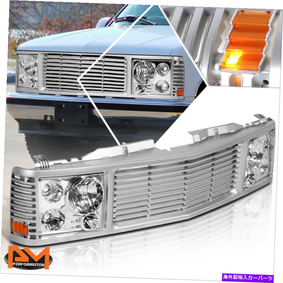 USヘッドライト 94-00シボレーGMC C / K C10 Yukon Tahoeシルバーフロントバンパーグリル+ヘッドライトセット For 94-00 Chevy GMC C/K C10 Yukon Tahoe Silver Front Bumper Grille+Headlight Set【並行輸入品】|Us Custom Parts Shop USDM