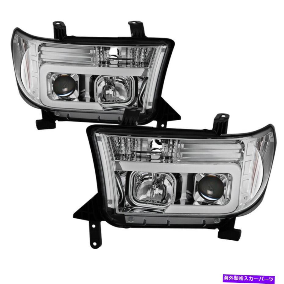 USヘッドライト フィット07-13ツンドラ08-17 Sequoia Chrome LEDチューブスタイルプロジェクターヘッドライト Fit 07-13 Tundra 08-17 Sequoia Chrome LED Tube Style Projector Headlights【並行輸入品】