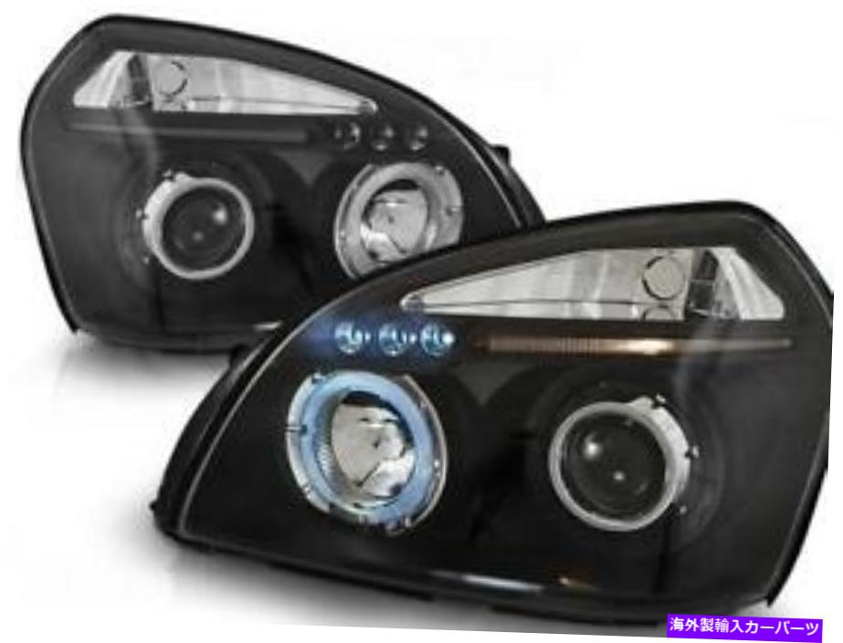 USヘッドライト Hyundai Tucson 07-10のためのブラッククリアフィニッシュエンジェルアイハローヘッドライト BLACK clear finish angel eye HALO headlights for Hyundai Tucson 07-10【並行輸入品】