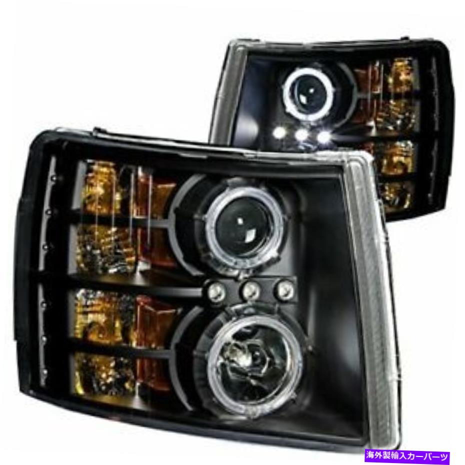 USヘッドライト Anzo USA 111107ハローヘッドライト付きシボレーシルバードブラッククリアプロジェクター Anzo USA 111107 Chevrolet Silverado Black Clear Projectors With Halos Headlight【並行輸入品】