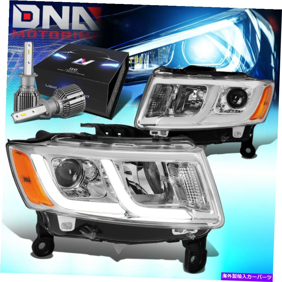 USヘッドライト 2014-2016 Grand Cherokee DRLプロジェクターヘッドライトW / LEDキット+クールファンクロム FOR 2014-2016 GRAND CHEROKEE DRL PROJECTOR HEADLIGHT W/LED KIT+COOL FAN CHROME【並行輸入品】