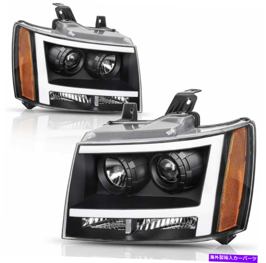 USヘッドライト 2007-2014シボリーSilverado / Tahoe / SuburbanブラックプロジェクターLED DRL LH + RH 2 PCS For 2007-2014 Chevy Silverado/Tahoe/Suburban Black Projector LED DRL LH+RH 2PCS【並行輸入品】