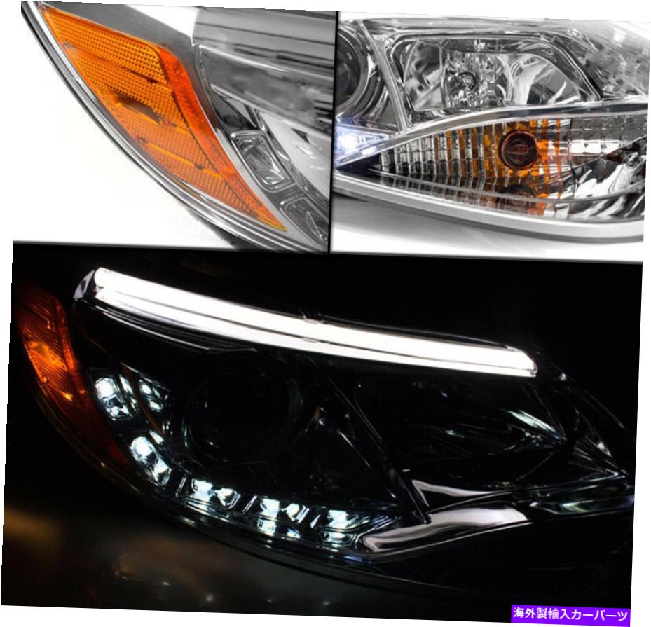USヘッドライト 2012 2013 2014 2014フォーカスフォーカスクロームプロジェクターLEDヘッドライトランプW / DRLバー 2012 2013 2014 FORD FOCUS CHROME PROJECTOR LED HEADLIGHTS LAMP W/DRIVING DRL BAR【並行輸入品】