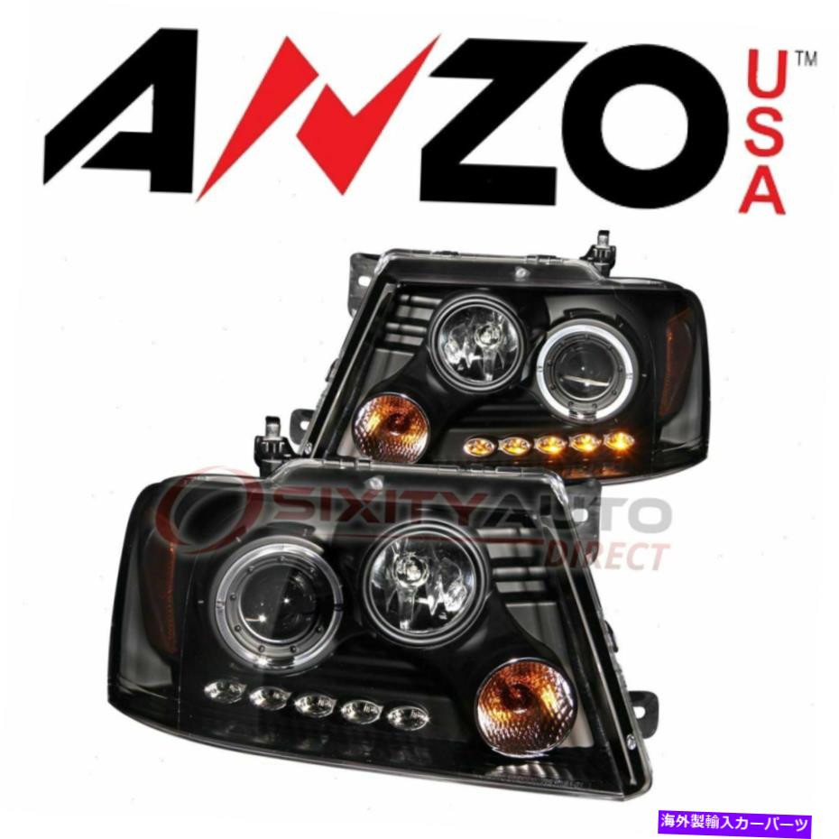 USヘッドライト Anzousa Headlight 2004-2008 Ford F-150 - 電気照明ボディMK AnzoUSA Headlight Set for 2004-2008 Ford F-150 - Electrical Lighting Body mk【並行輸入品】