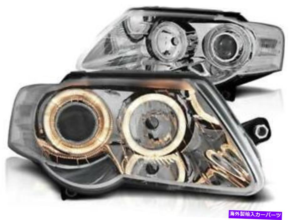 USヘッドライト クロムクリア仕上げエンジェルアイハローヘッドライトVolkswagen Passat 3C 05-10 Chrome clear finish angel eye HALO headlights set for Volkswagen Passat 3C 05-10【並行輸入品】|Us Custom Parts Shop USDM