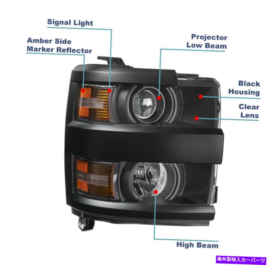 USヘッドライト 2015-21019 Silverado 2500/3500 HDプロジェクターブラックヘッドライトW /バンパーLED DRL For 2015-21019 Silverado 2500/3500 HD Projector Black Headlight w/Bumper LED DRL【並行輸入品】