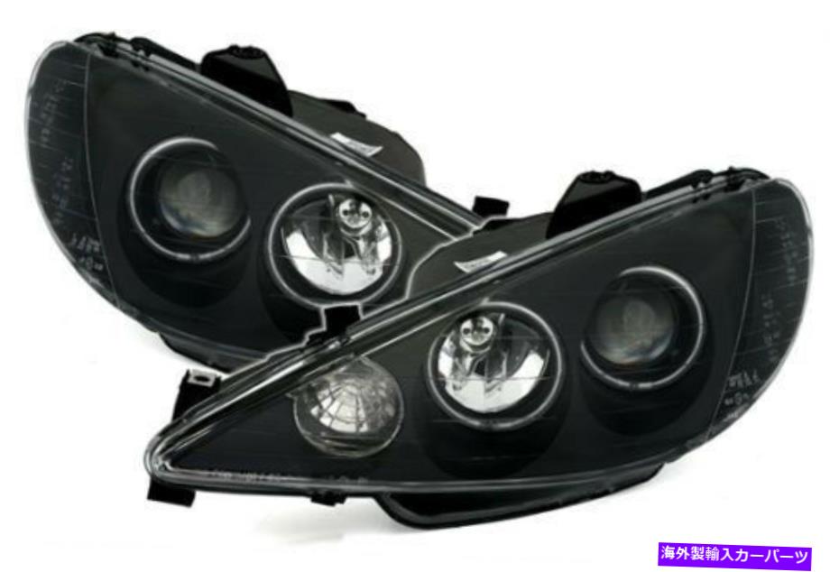 USヘッドライト CCFL Angel Eyes H1 H7ヘッドライトはプジョー206のためのセット黒仕上げ CCFL ANGEL EYES H1 H7 HEADLIGHTS SET for PEUGEOT 206 in BLACK FINISH【並行輸入品】