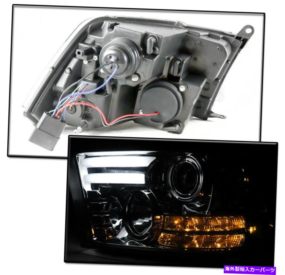 USヘッドライト 2013-2018 Dodge RAM 1500 2500 3500 3500煙LEDチューブプロジェクターヘッドライトランプ FOR 2013-2018 DODGE RAM 1500 2500 3500 SMOKE LED TUBE PROJECTOR HEADLIGHTS LAMP【並行輸入品】
