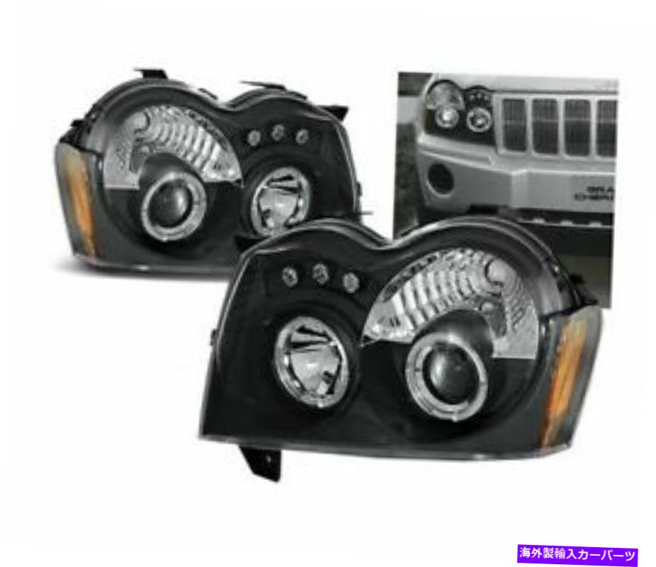 USヘッドライト ヘッドランプヘッドライトクライスラージープグランドチェロキー2005-2008天使の目黒いLHD Headlamps Headlight Chrysler Jeep Grand Cherokee 2005-2008 Angel Eyes Black LHD【並行輸入品】
