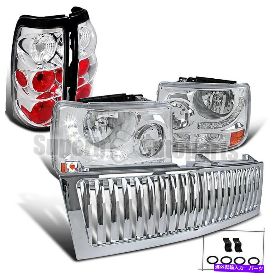 USヘッドライト 1999年から2002年Silverado 1500 SMD LED DRLヘッドライト+テールランプ+縦型グリル For 1999-2002 Silverado 1500 SMD LED DRL Headlights+Tail Lamps+Vertical Grille【並行輸入品】