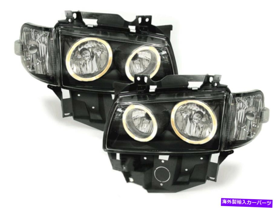 【楽天市場】USヘッドライト VWバスT4カラベルマルチバンのための天使の目を持つ黒い透明ヘッドライト96 Black clear