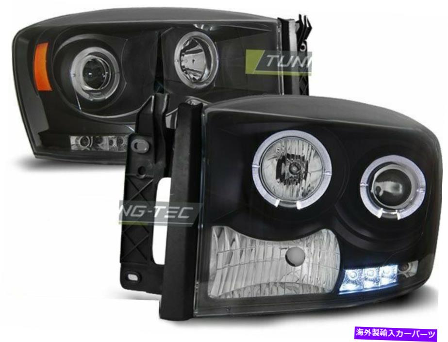 USヘッドライト Juego de Faros Para Dodge Ram 2006-2008 Angel Eyes Negro US LPDO06WP Xino US Juego de Faros para Dodge RAM 2006-2008 Angel Eyes Negro US LPDO06WP XINO US【並行輸入品】