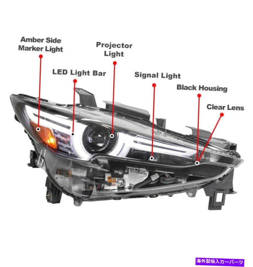 USヘッドライト 17-19 MAZDA CX-5 LED / AFSプロジェクターヘッドライトブラック旅客RH側 For 17-19 Mazda CX-5 LED/AFS Projector Headlight Black Passenger Right RH Side【並行輸入品】