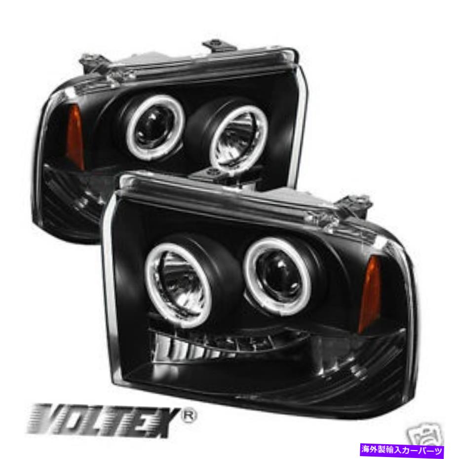 USヘッドライト 2005-2007フォードF250 350スーパーデューティCCFL LEDプロジェクターヘッドライトライトバーブラック 2005-2007 FORD F250 350 SUPER DUTY CCFL LED PROJECTOR HEADLIGHTS LIGHTBAR BLACK【並行輸入品】