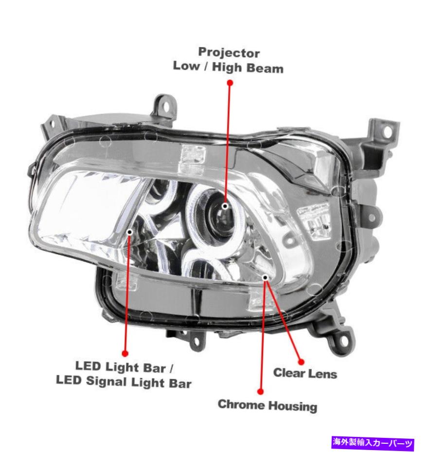 USヘッドライト 14-18ジープチェロキーLED Haloプロジェクタークロムヘッドライトランプ+ブルーDRL信号 For 14-18 Jeep Cherokee LED Halo Projector Chrome Headlight Lamp+Blue DRL Signal【並行輸入品】