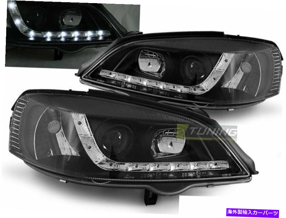 USヘッドライト ヘッドライトのペアLED DRL Opel Astra G 97-04日光ブラックCA LPOP38 Pair of Headlights LED DRL Look for Opel ASTRA G 97-04 Daylight Black CA LPOP38【並行輸入品】