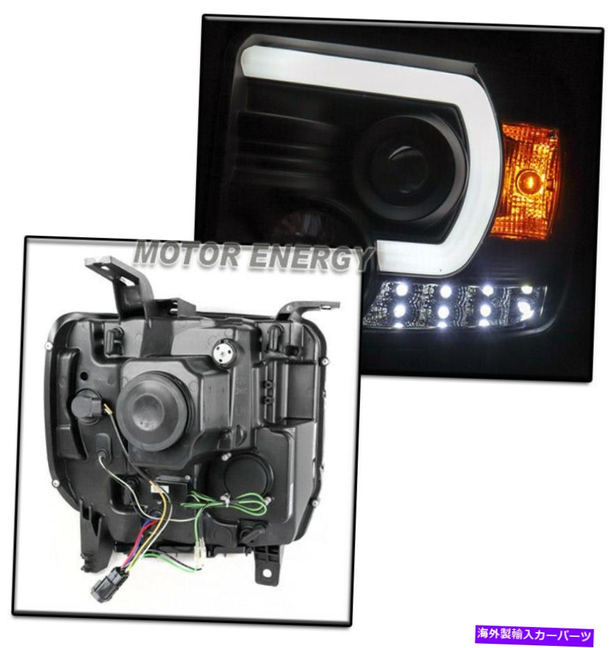 USヘッドライト FIT 14-15 GMC Sierra 1500 LEDチューブブラックプロジェクターヘッドライトW / Blue DRL信号 FIT 14-15 GMC SIERRA 1500 LED TUBE BLACK PROJECTOR HEADLIGHTS W/BLUE DRL SIGNAL【並行輸入品】