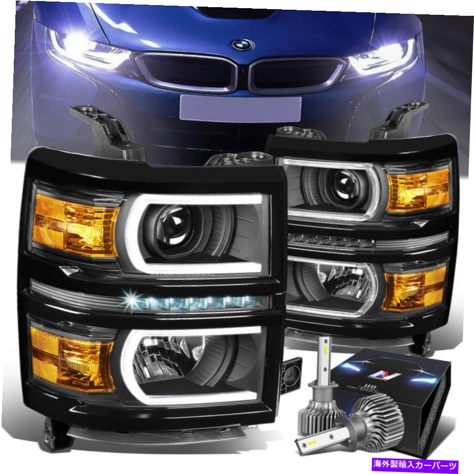 USヘッドライト ブラックハウジングU片プロジェクターヘッドライト+スリムLED HIDキット14~15 Silverado BLACK HOUSING U-STRIP PROJECTOR HEADLIGHT+SLIM LED HID KIT FOR 14-15 SILVERADO【並行輸入品】