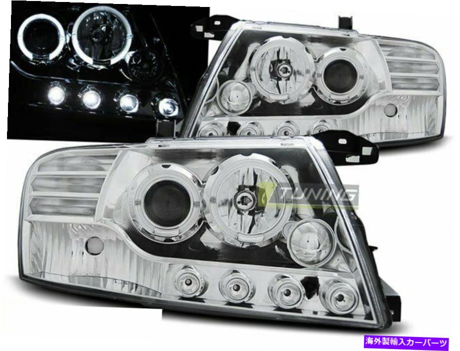 USヘッドライト Mitsubishi Pajero V60 01-06 Halo Rims Chrome CA LPMI07 XIのヘッドライトのペア Pair of Headlights for Mitsubishi PAJERO V60 01-06 Halo Rims Chrome CA LPMI07 XI【並行輸入品】