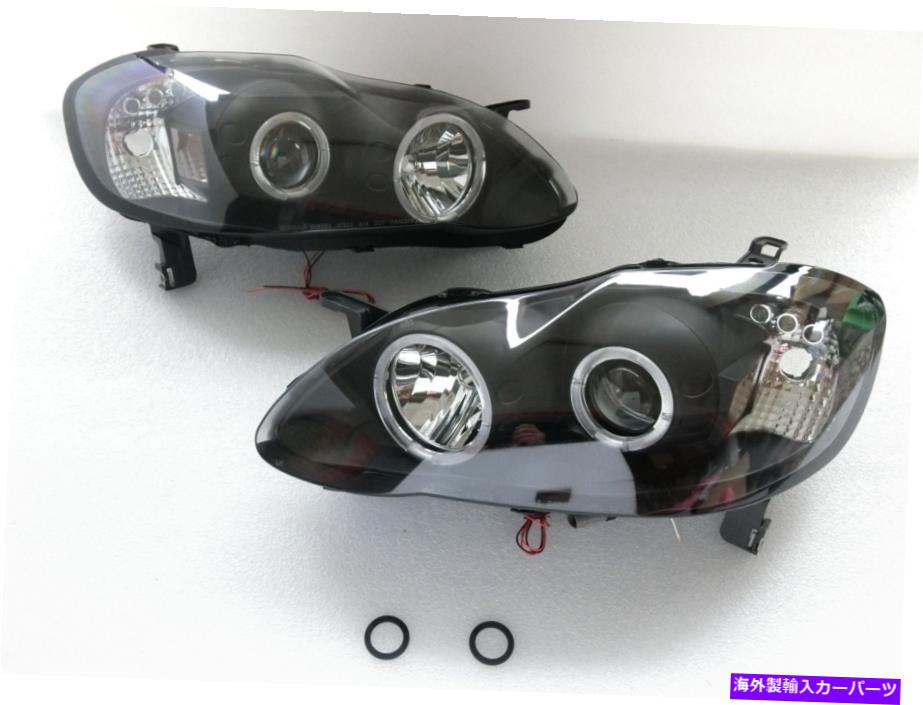 USヘッドライト フィットトヨタ03-08カローラブラックLED Haloプロジェクターヘッドライト駆動ヘッドランプ Fit Toyota 03-08 Corolla Black LED Halo Projector Headlights Driving Head Lamps【並行輸入品】