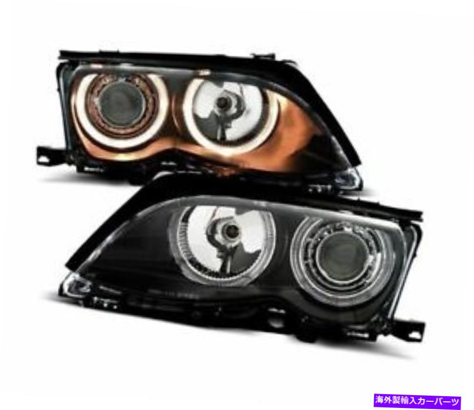 USヘッドライト ヘッドランプヘッドライトBMW E46 2001-2005セダンツーリングエンジェルアイブラックLHD RHD Headlamps Headlight Bmw E46 2001-2005 Sedan Touring Angel Eyes Black LHD RHD【並行輸入品】