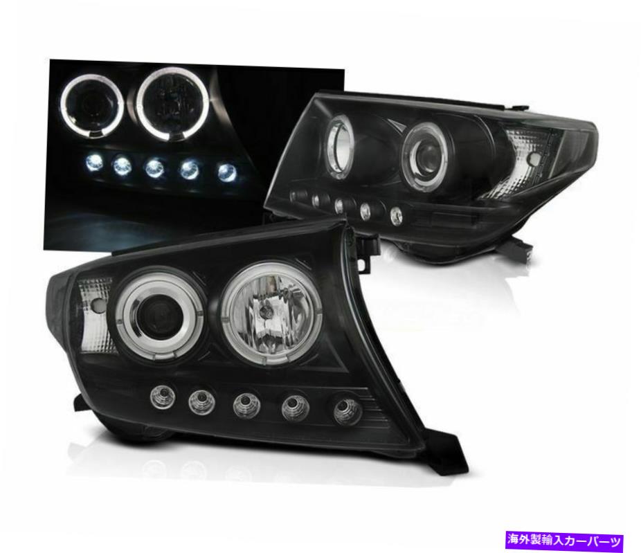 USヘッドライト ヘッドランプヘッドライトトヨタランドクルーザーFJ200 2007-2012天使の目黒いLHD Headlamps Headlight Toyota Land Cruiser Fj200 2007-2012 Angel Eyes Black LHD【並行輸入品】