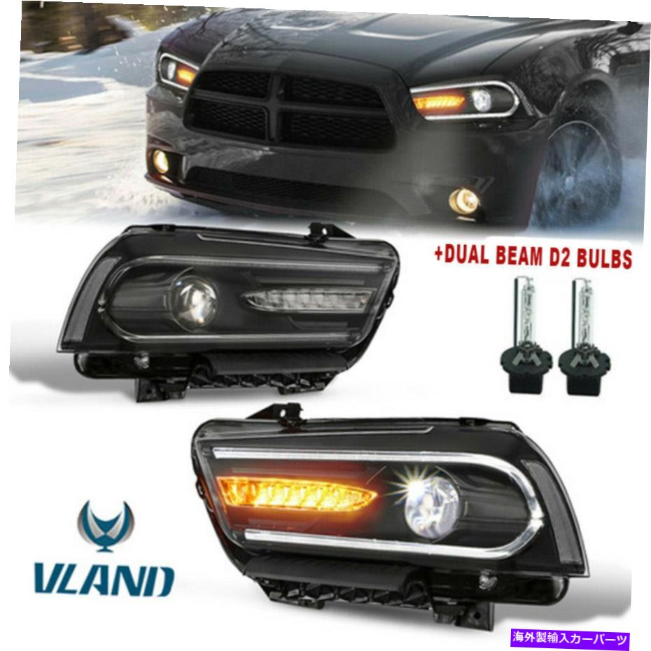 USヘッドライト 2011-2014 Dodge Chargerのための2つのLED DRLヘッドライトW /デュアルビームハロゲンモデル Set 2 LED DRL Headlight W/ Dual Beam Halogen Model For 2011-2014 Dodge Charger【並行輸入品】｜Us Custom Parts Shop USDM 72,317円