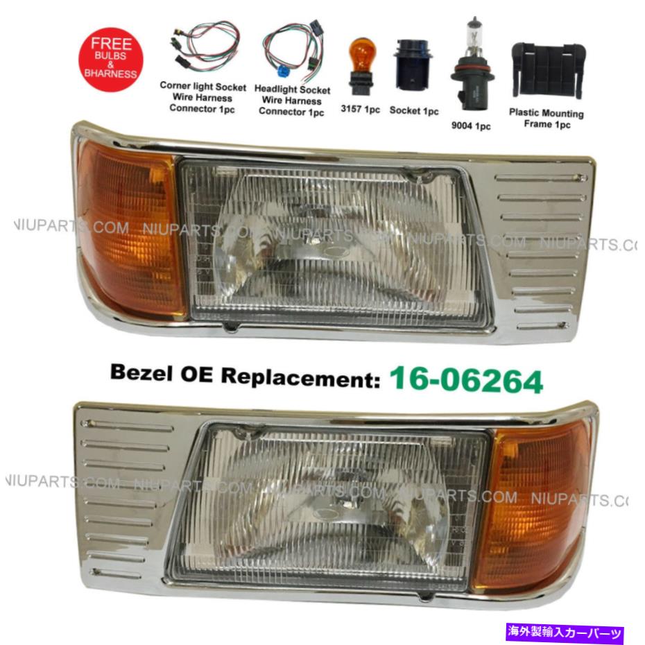 USヘッドライト ヘッドライトW /アジャスター、コーナーランプ＆ベゼルクローム16-06264 LH RH PETERBILT 377 Headlight w/ Adjusters, Corner Lamp & Bezel Chrome 16-06264 LH RH Peterbilt 377【並行輸入品】