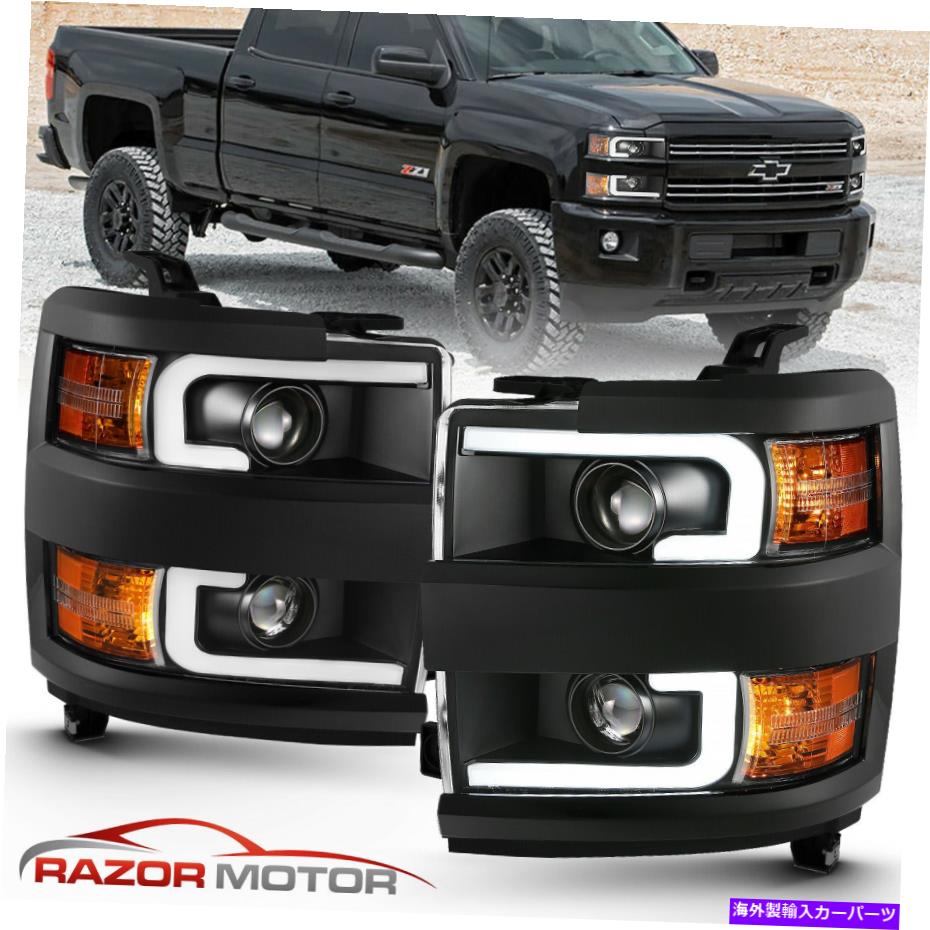 USヘッドライト [LEDバー] 15-19シボリーSilverado 2500HD 3500HDジェットブラックプロジェクターヘッドライト [LED Bar] 15-19 Chevy Silverado 2500HD 3500HD Jet Black Projector Headlights【並行輸入品】｜Us Custom Parts Shop USDM