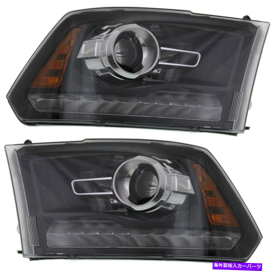 USヘッドライト 2013-2015 RAM 1500のヘッドライトセットLEFT 1500左右の黒い住宅2PC Headlight Set For 2013-2015 Ram 1500 Left and Right Black Housing With Bulb 2Pc【並行輸入品】