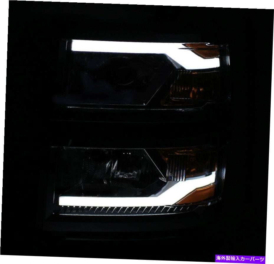 USヘッドライト シボレー2014-2015 Silverado 1500トラックLEDチューブブラックセットプロジェクターヘッドライトランプ CHEVY 2014-2015 SILVERADO 1500 TRUCK LED TUBE BLACK SET PROJECTOR HEADLIGHT LAMP【並行輸入品】