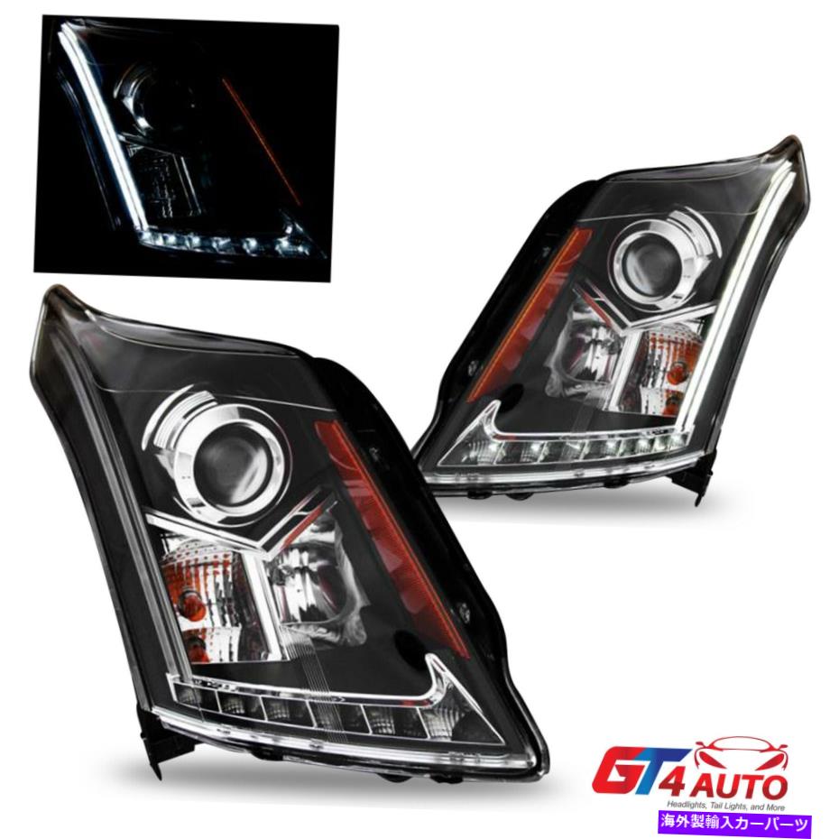 USヘッドライト 2010-2016 Cadillac SRX SUV用ブラックヘッドライトW / LED DRLネオンバープロジェクター Black Headlights w/ LED DRL Neon Bar Projector For 2010-2016 Cadillac SRX SUV【並行輸入品】