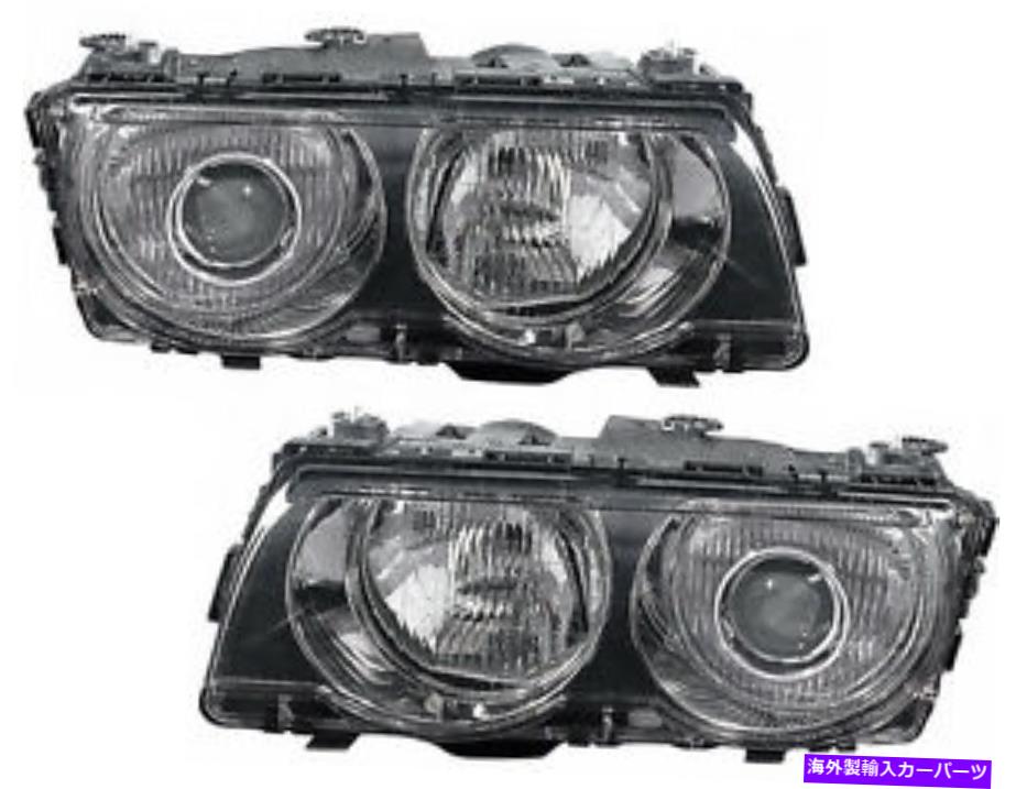 USヘッドライト HIDキセノンヘッドライトヘッドランプ（ブラック）ペア99-01 BMW E38 7シリーズ HID Xenon Headlights Headlamps (Black) Pair Set NEW for 99-01 BMW E38 7 Series【並行輸入品】