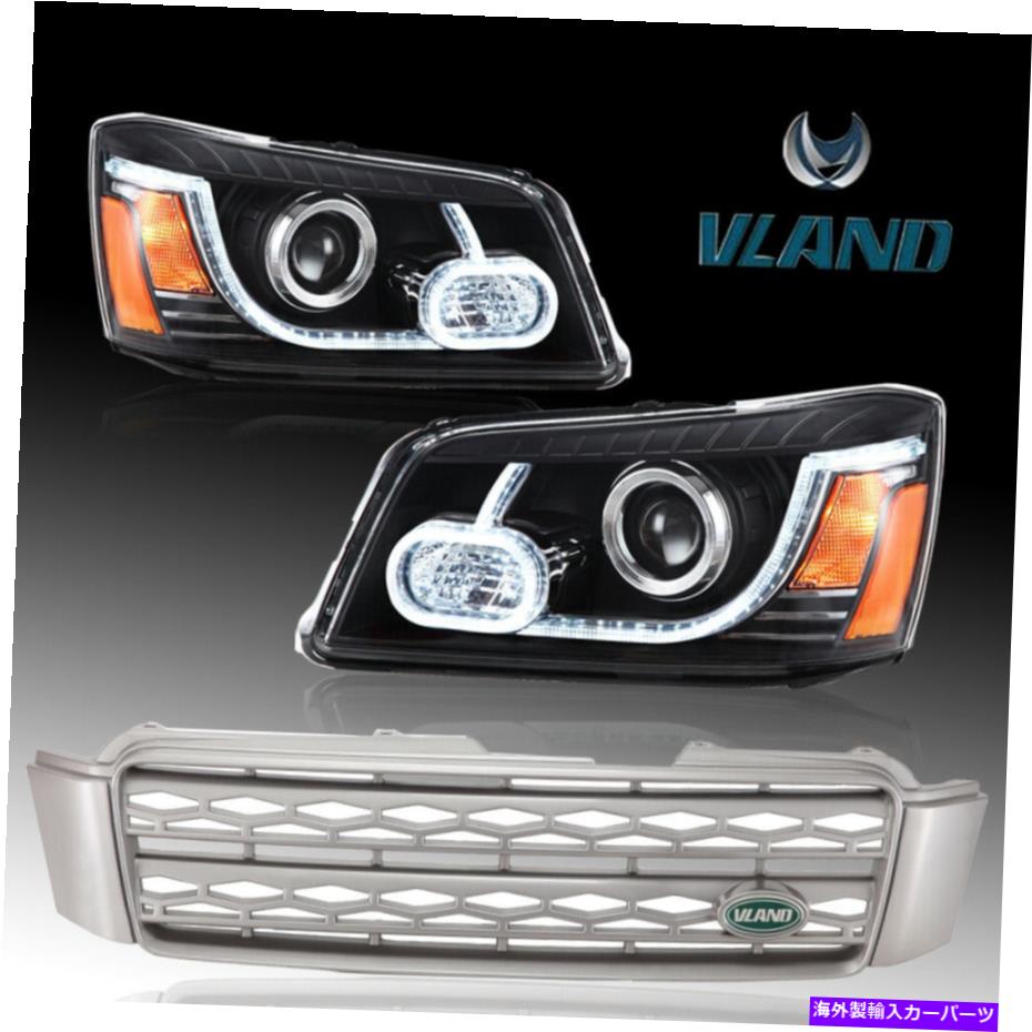 USヘッドライト H7電球と2001-2007トヨタ高地のためのペアLED DRLヘッドライト+グリル Pair LED DRL Headlights + Grille for 2001-2007 Toyota Highlander with H7 bulbs【並行輸入品】