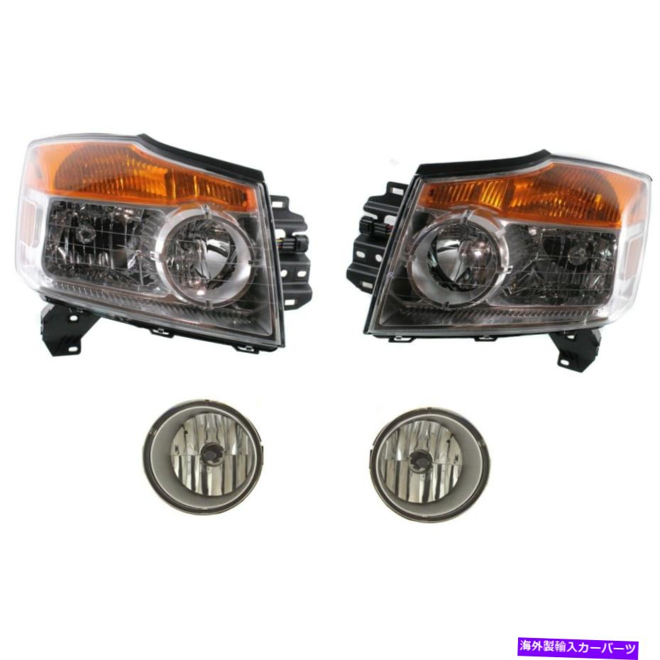 USヘッドライト 2008-2015日産アルマダのヘッドライトキット左右4ピース Headlight Kit For 2008-2015 Nissan Armada Left and Right 4Pc【並行輸入品】