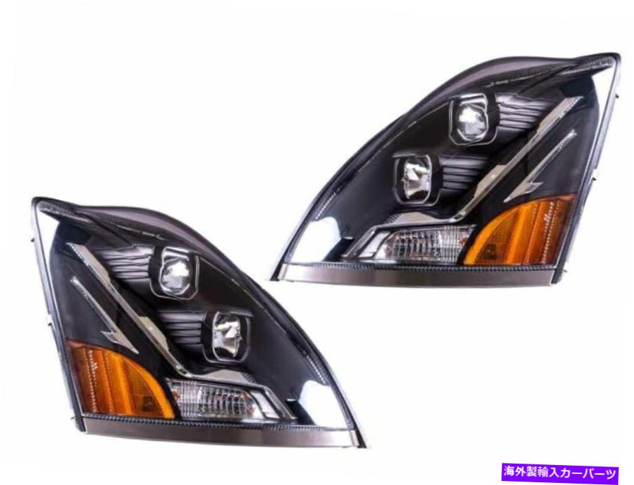 USヘッドライト VN 04-18 VN VNLトラック左右ペアブラックW /クロームボルトデザイン Headlight for VV 04-18 VN VNL Truck Left Right Pair Black w/ Chrome Bolt Design【並行輸入品】｜Us Custom Parts Shop USDM