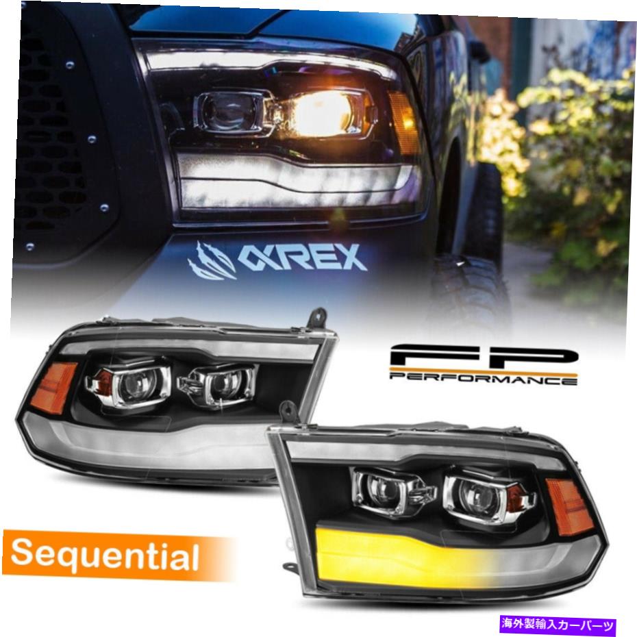 USヘッドライト 09-18 RAM Alpharex ProシリーズブラックLEDシーケンシャルプロジェクターヘッドライトペア For 09-18 Ram AlphaRex Pro Series Black LED Sequential Projector Headlights Pair【並行輸入品】｜Us Custom Parts Shop USDM