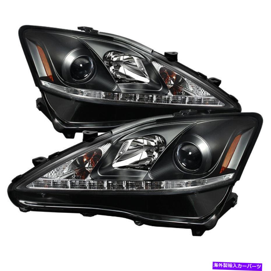 USヘッドライト FIT LEXUS 06-10 IS250 IS350ブラックDRL明るい白LEDプロジェクターヘッドライトセット Fit Lexus 06-10 IS250 IS350 Black DRL Bright White LED Projector Headlights Set【並行輸入品】