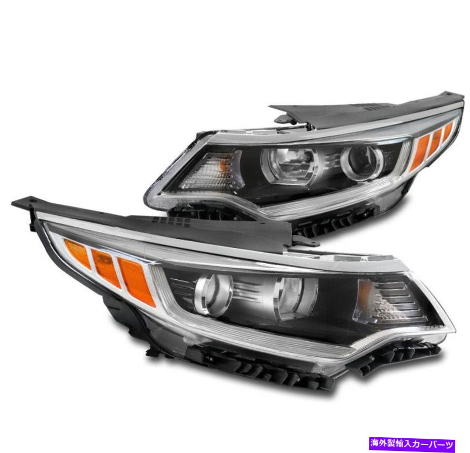 USヘッドライト 16-18 Optima Halogenプロジェクターヘッドライトヘッドランプランプブラック左+右ペア For 16-18 Optima Halogen Projector Headlight Headlamp Lamp Black Left+Right Pair【並行輸入品】