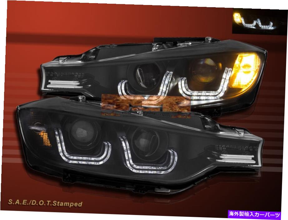 USヘッドライト 12 13 14 BMW 3シリーズF30セダンLED U i8スタイルブラックプロジェクターヘッドライトペア 12 13 14 BMW 3-Series F30 Sedan LED U i8 Style Black Projector Headlights Pair【並行輸入品】