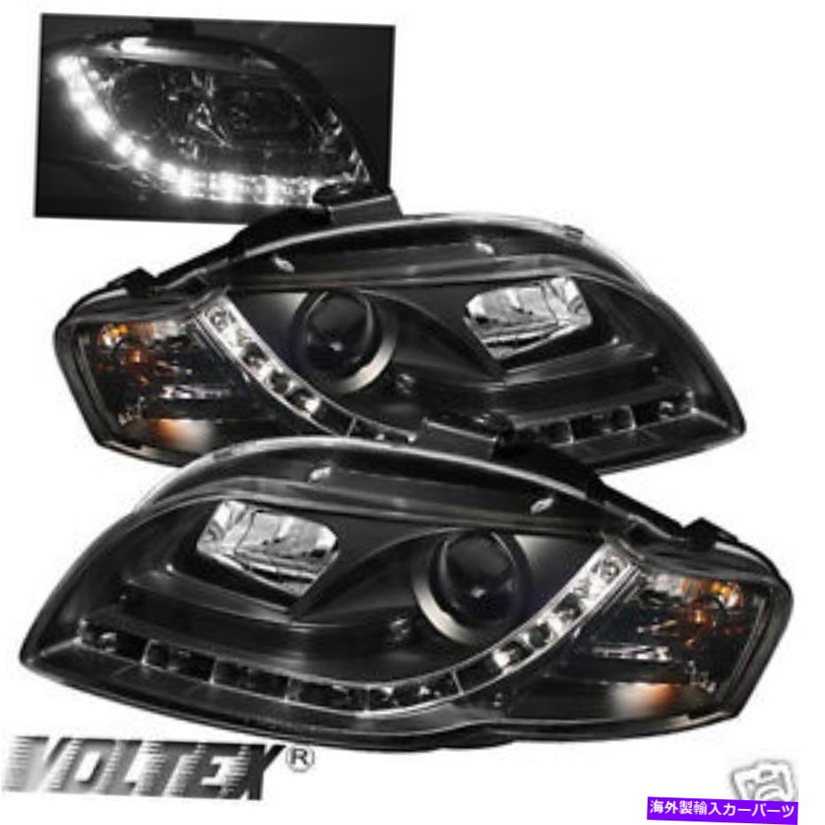 USヘッドライト 2006-2008アウディA4 DRL LEDライトプロジェクターバーヘッドライトブラックライトバー 2006-2008 AUDI A4 DRL LED LIGHT PROJECTOR BAR HEADLIGHTS BLACK LIGHTBAR【並行輸入品】