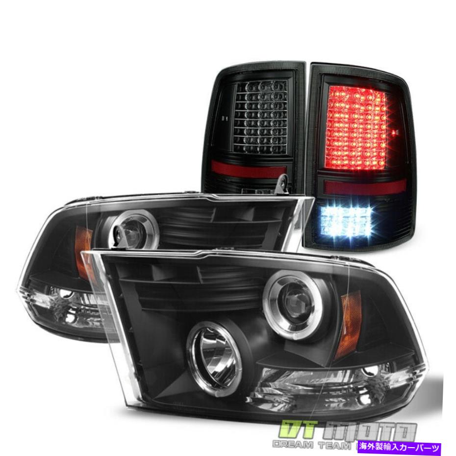 USヘッドライト 2009-2018 RAM 1500 2500 3500 Haloプロジェクターヘッドライト+ BLKスモークLEDテールライト 2009-2018 Ram 1500 2500 3500 Halo Projector Headlights+Blk Smoke LED Tail Lights【並行輸入品】｜Us Custom Parts Shop USDM