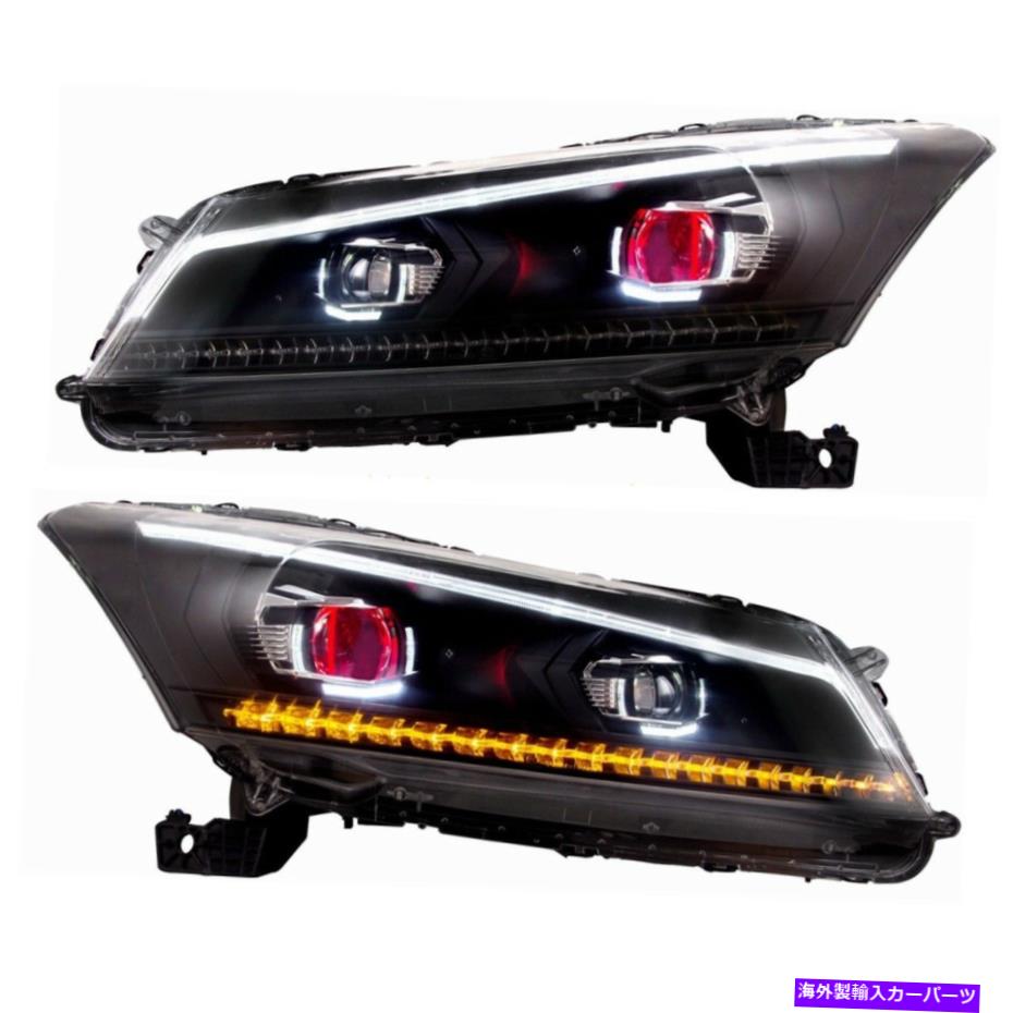 USヘッドライト 2008-2012ホンダアコードHFP EX-LのためのDRLプロジェクターLEDヘッドライトと悪魔の目 DRL Projector LED Headlights & Demon Eyes For 2008-2012 Honda Accord HFP EX EX-L【並行輸入品】