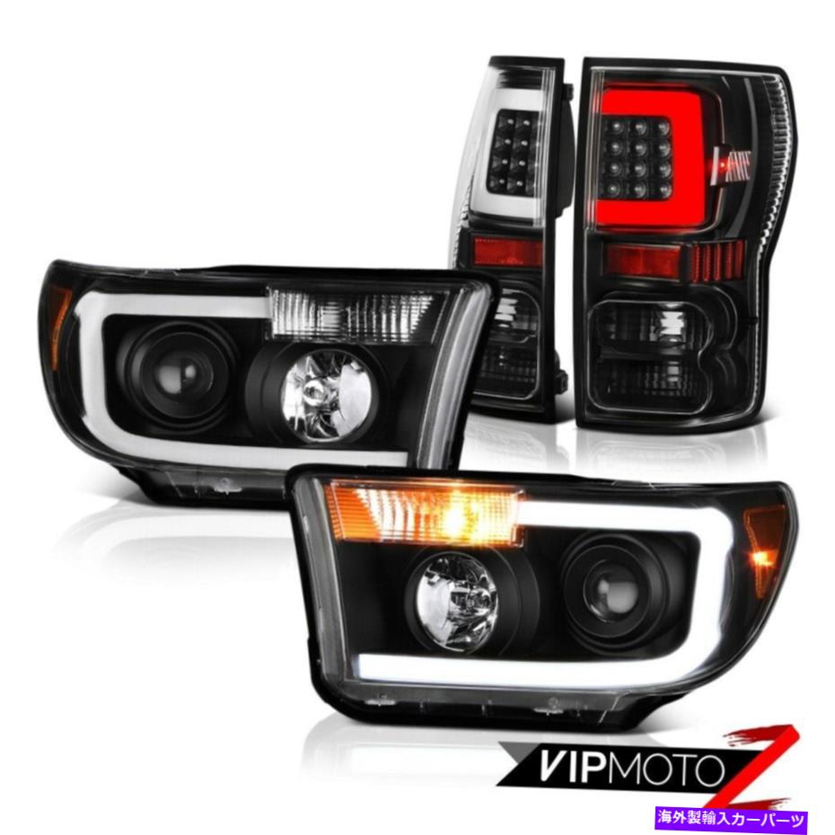 USヘッドライト 2007-2013トヨタツンドラのknky黒繊維光学テールカスタムヘッドランプペア For 2007-2013 Toyota Tundra Inky Black Fiber Optic Tail Custom Head Lamps Pair【並行輸入品】|Us Custom Parts Shop USDM