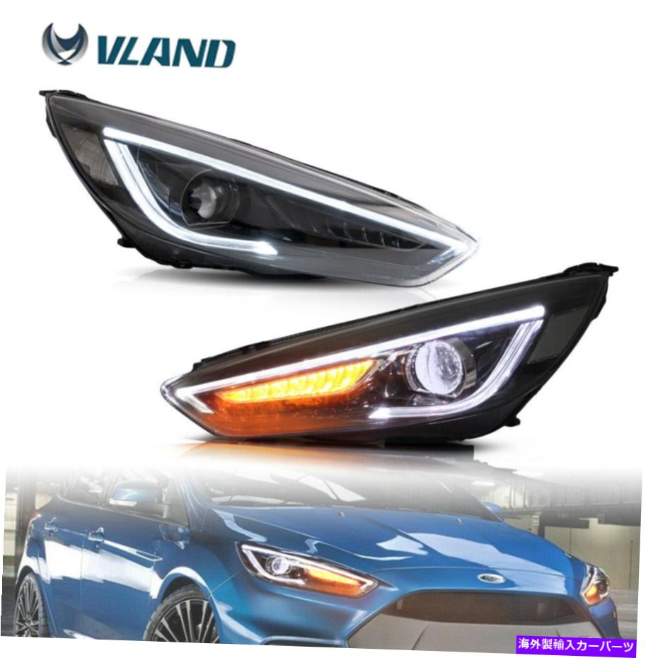 USヘッドライト 2015年2017年2017フォーカスフォーカスプラグ-NプレイのためのLEDシーケンシャルインジケータヘッドライトを設定する Set LED Sequential Indicator Headlight for 2015 2016 2017 Ford Focus Plug-n-play【並行輸入品】